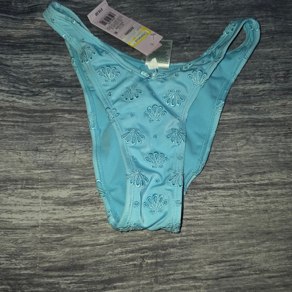 Wild Fable Blue Shell Embroidered Extra Cheeky Bikini Bottom XXS NWT